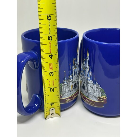 Walt Disney World Souvenir Mug Deep Blue - Magic Kingdom Relief 4.75"| Set of 2 - Picture 9 of 9